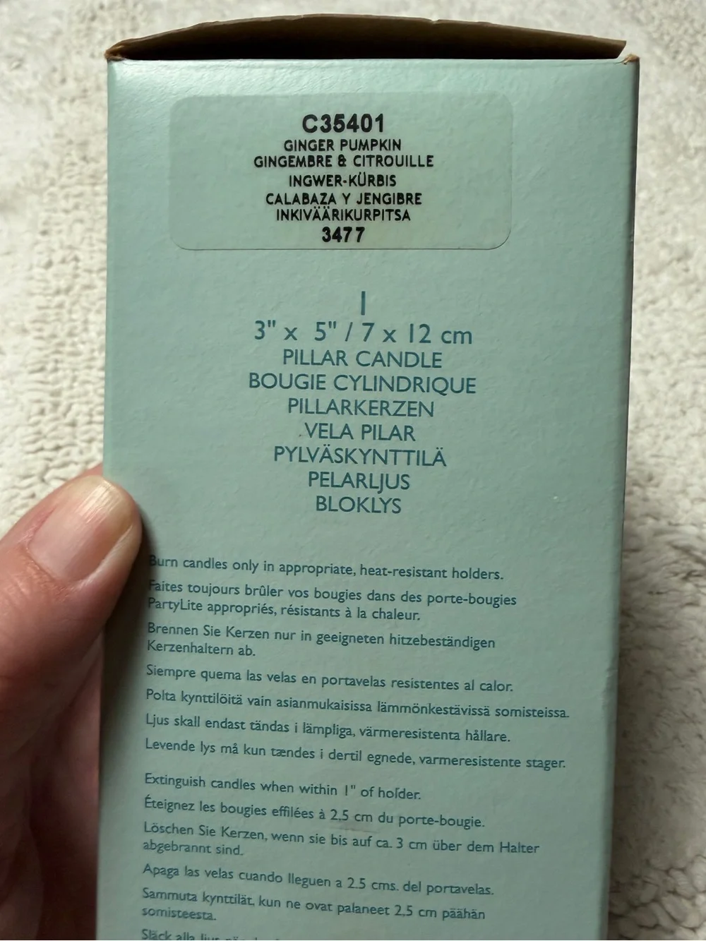 NWT Partylite 3” x 5” Pillar Candle in “Ginger Pumpkin”